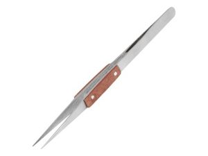Stainless Steel Tweezers Fibre Grip / Serrated Tips
